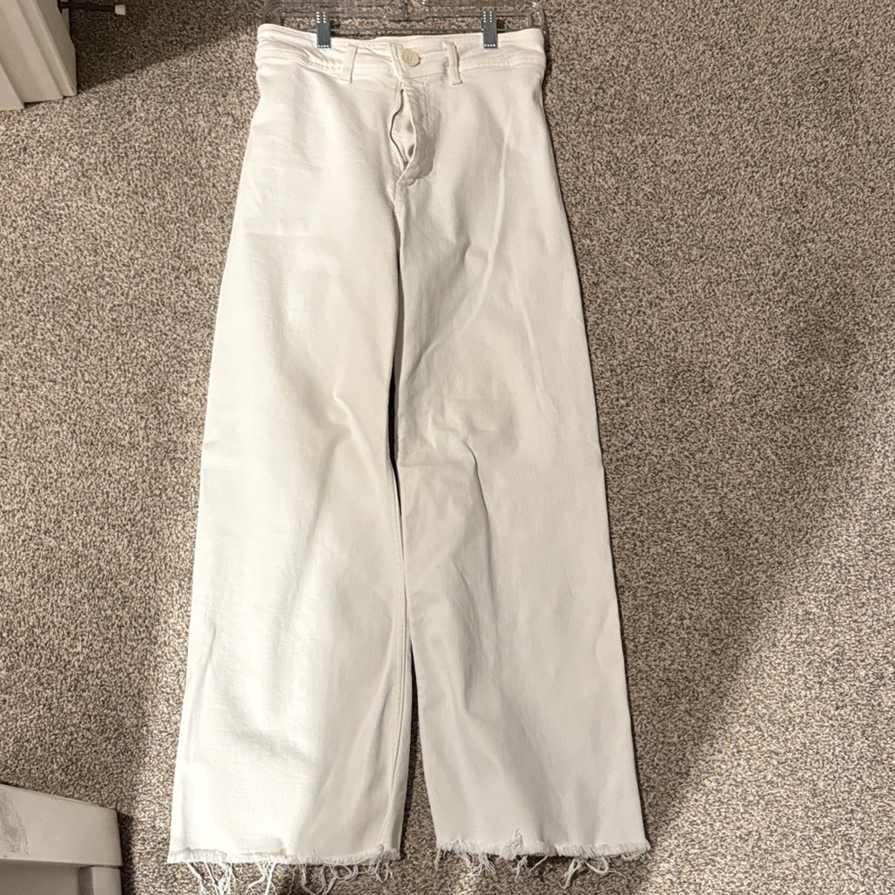 Zara High Rise White Jeans